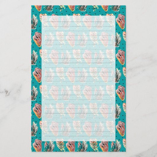 Abstracte grafische cactus Succulent Patroon Briefpapier (Voorkant)