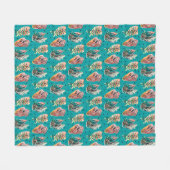 Abstracte grafische cactus Succulent Patroon Fleece Deken (Voorkant (Horizontaal))