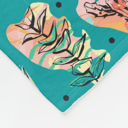 Abstracte grafische cactus Succulent Patroon Fleece Deken (Hoek)