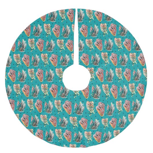 Abstracte grafische cactus Succulent Patroon Kerstboom Rok (Voorkant)