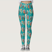 Abstracte grafische cactus Succulent Patroon Leggings (Voorkant)
