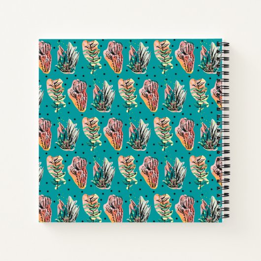 Abstracte grafische cactus Succulent Patroon Notitieboek (Achterkant)