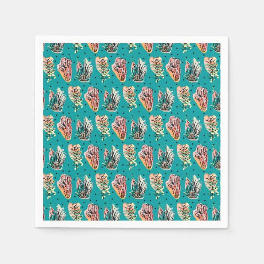 Abstracte grafische cactus Succulent Patroon Servetten (Voorkant)