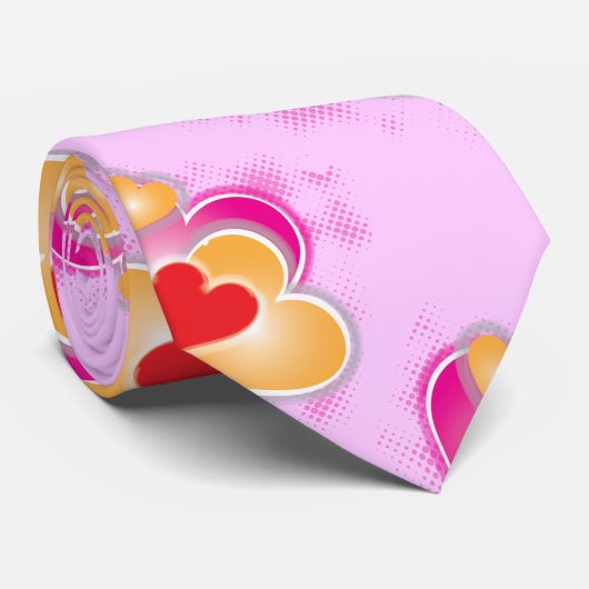 Abstracte grafische hartcluster op roze stropdas (Opgerold)