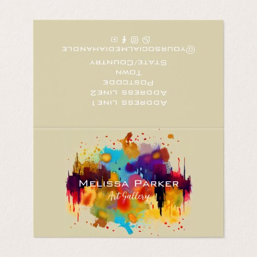 Abstracte grafische Waterverf voor Bright moderne  Visitekaartje (Buitenkant ongevouwen)
