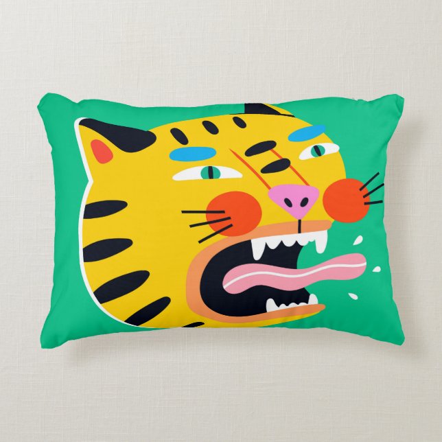 Abstracte grappige tijger accent kussen (Voorkant)