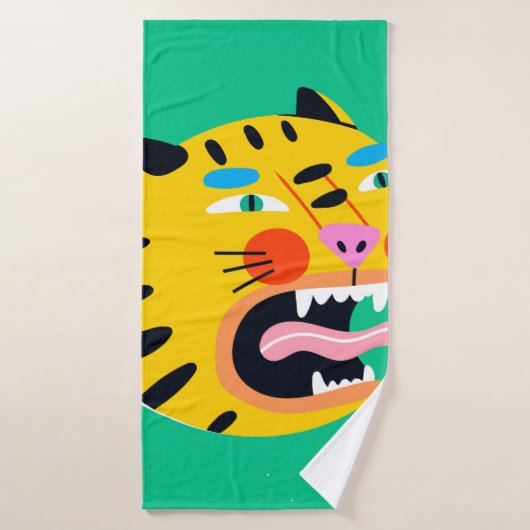 Abstracte grappige tijger badhanddoek (Badhanddoek)