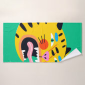 Abstracte grappige tijger badhanddoek (Badhanddoek)