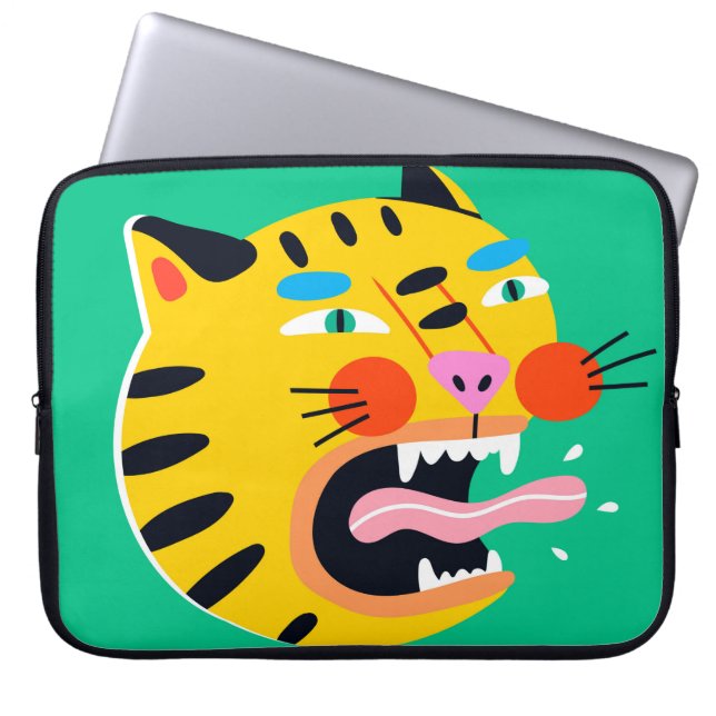Abstracte grappige tijger laptop sleeve (Voorkant)