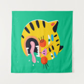 Abstracte grappige tijger wandkleed (Voorkant (horizontaal))