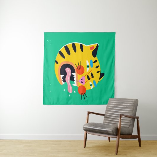 Abstracte grappige tijger wandkleed (In Situ (horizontaal))
