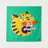 Abstracte grappige tijger wandkleed (Voorkant)