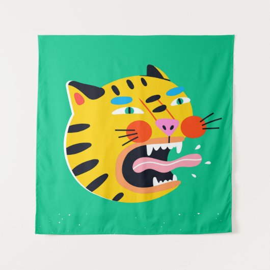 Abstracte grappige tijger wandkleed (Voorkant)