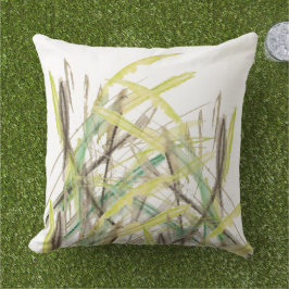 Abstracte Grass Waterverf Handgeschilderd Buitenkussen