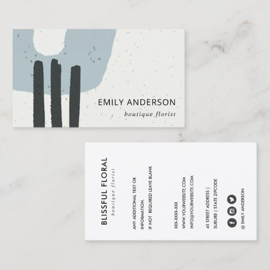 ABSTRACTE GRAY BLAUW VAN DE CERAMISCHE TEXTUURMODE VISITEKAARTJE (Voorkant / Achterkant)