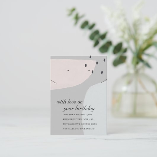 ABSTRACTE GRAY BLUE BIRTHDAY KETTING EARRINGCARD PLAATSKAARTJE (Staand voorkant)