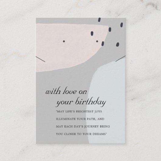 ABSTRACTE GRAY BLUE BIRTHDAY KETTING EARRINGCARD PLAATSKAARTJE (Voorkant)
