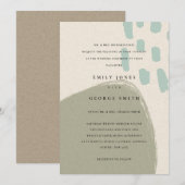 ABSTRACTE GRAY BLUE KRAFT SCANDI WEDDING INVITE BEDANKKAART (Voorkant / Achterkant)