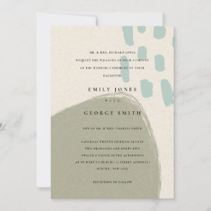 ABSTRACTE GRAY BLUE KRAFT SCANDI WEDDING INVITE BEDANKKAART