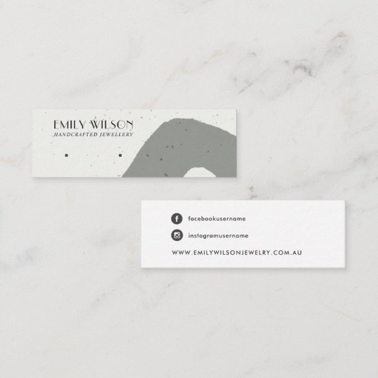 ABSTRACTE GRAY CERAMIC TEXTURE STUD EARRING DISPLA MINI VISITEKAARTJE (Voorkant / Achterkant)