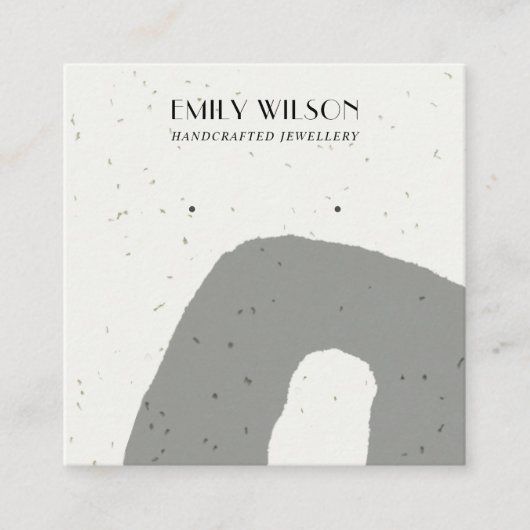 ABSTRACTE GRAY CERAMIC TEXTURE STUD EARRING DISPLA VIERKANTE VISITEKAARTJE (Voorkant)
