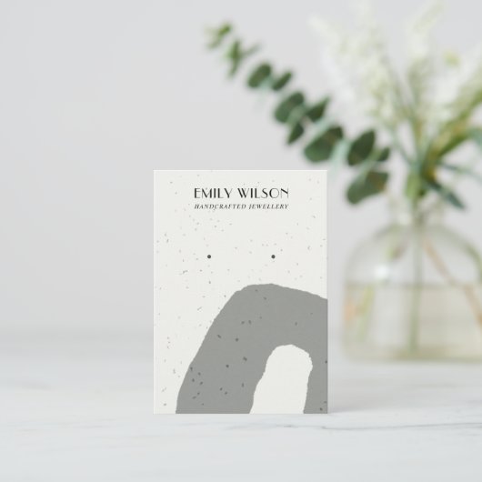 ABSTRACTE GRAY CERAMIC TEXTURE STUD EARRING DISPLA VISITEKAARTJE (Staand voorkant)
