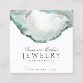 Abstracte Green Agaat Sieraden Designer Vierkante Visitekaartje