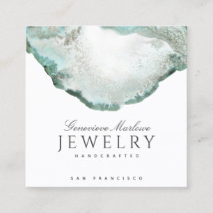 Abstracte Green Agaat Sieraden Designer Vierkante Visitekaartje