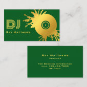 Abstracte Green Gold Music Disc DJ Visitekaartje (Voorkant / Achterkant)
