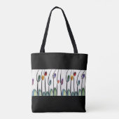 abstracte grens voor bloemen in zwart tote bag (Achterkant)