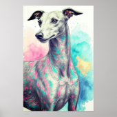 Abstracte Greyhound Tekenen met Levendige Kleuren  Poster (Voorkant)