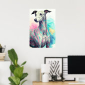 Abstracte Greyhound Tekenen met Levendige Kleuren Poster (Thuiskantoor)