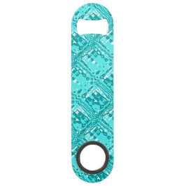 Abstracte Grid Turquoise Blue Bottle Opener Speed Flessenopener