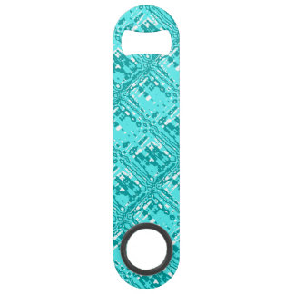 Abstracte Grid Turquoise Blue Bottle Opener Speed Flessenopener