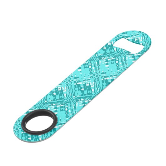 Abstracte Grid Turquoise Blue Bottle Opener Speed Flessenopener (Achterkant Gekanteld)