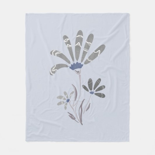 Abstracte Grijswaarden Psychedelische Bloemen Fleece Deken (Voorkant)