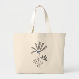 Abstracte Grijswaarden Psychedelische Bloemen Grote Tote Bag