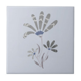 Abstracte Grijswaarden Psychedelische Bloemen Tegeltje