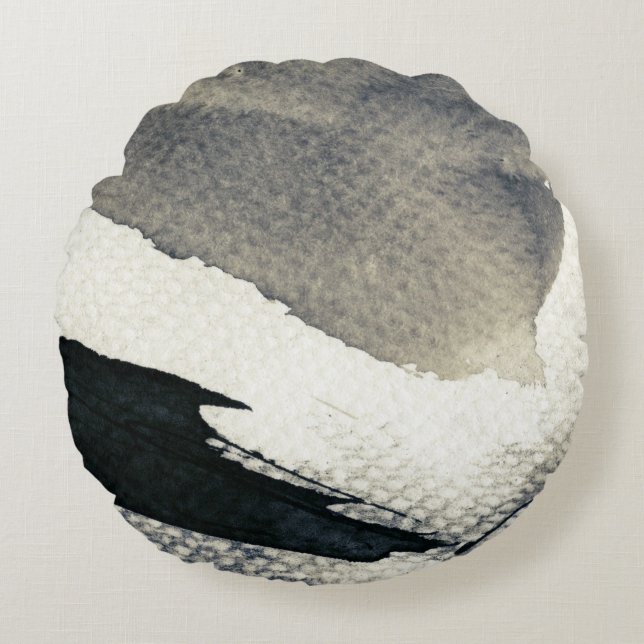 Abstracte grijze achtergrond, inkttextuur. 4 rond kussen (Voorkant)