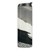 Abstracte grijze achtergrond, inkttextuur. 4 thermosbeker (Gedraaid links)