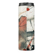 Abstracte grijze achtergrond, inkttextuur. 5 thermosbeker (Achterkant)