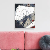 Abstracte grijze achtergrond, inkttextuur. canvas afdruk (Insitu (Woonkamer))