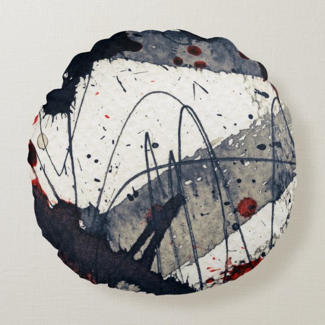 Abstracte grijze achtergrond, inkttextuur. rond kussen (Voorkant)