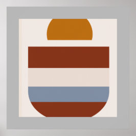 Abstracte grijze Bordo natuurlijke kleuren Poster