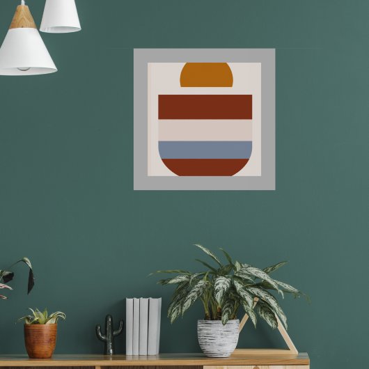 Abstracte grijze Bordo natuurlijke kleuren Poster (Woonkamer 1)