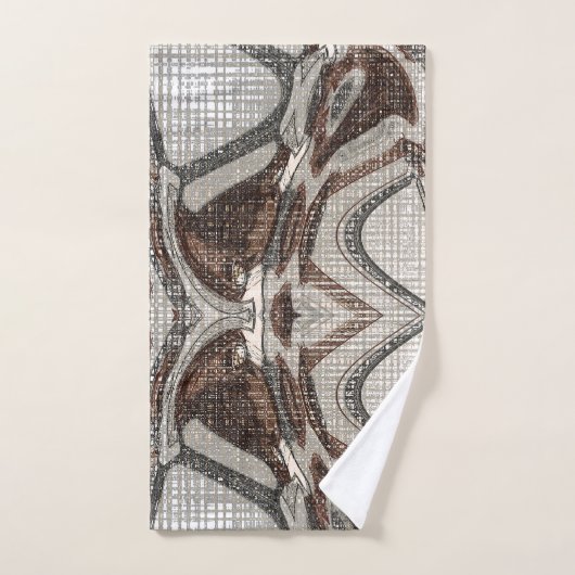 Abstracte grijze en bruine kunst bad handdoek (Handdoek)