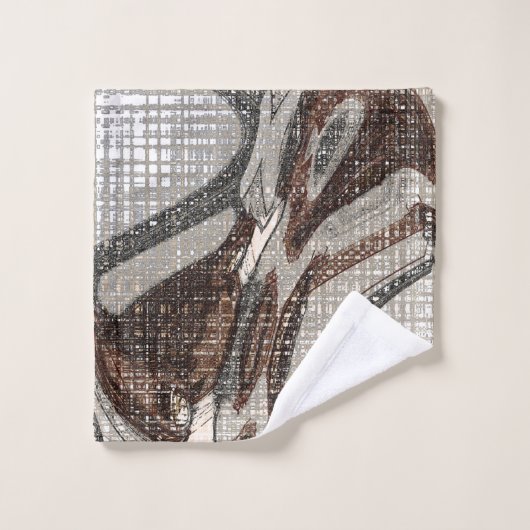 Abstracte grijze en bruine kunst bad handdoek (Wasdoekje)