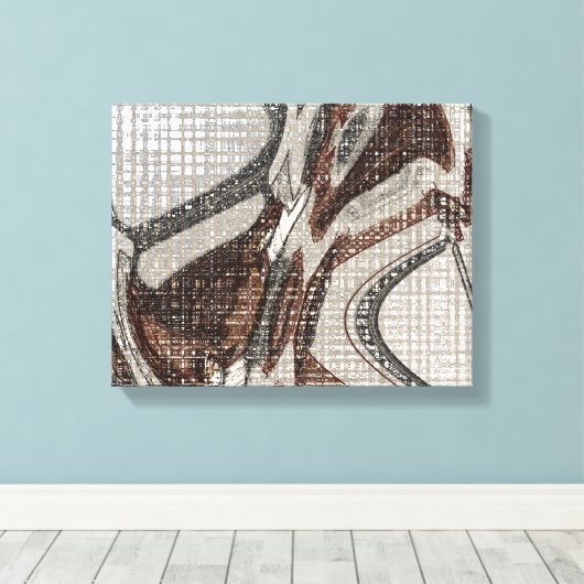 Abstracte grijze en bruine kunst canvas afdruk (Insitu (Houten vloer))