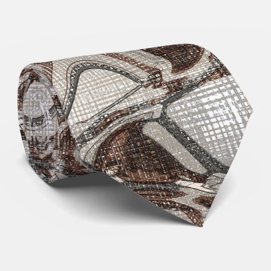 Abstracte grijze en bruine kunst stropdas (Opgerold)