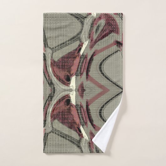 Abstracte grijze en rode kunst bad handdoek (Handdoek)